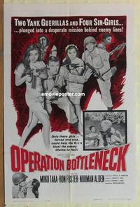 g627 OPERATION BOTTLENECK one-sheet movie poster '61 4 sexy Sin-Girls!
