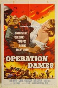 g628 OPERATION DAMES one-sheet movie poster '59 sexy Eve Meyer!