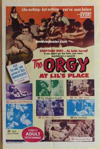 g636 ORGY AT LIL'S PLACE one-sheet movie poster '63 wrestling women!