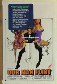 g642 OUR MAN FLINT one-sheet movie poster '66 James Coburn spy spoof!