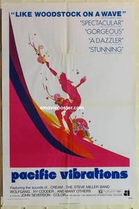 g649 PACIFIC VIBRATIONS one-sheet movie poster '71 AIP cool surfing image!