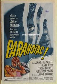 g661 PARANOIAC one-sheet movie poster '63 Oliver Reed, Hammer horror!