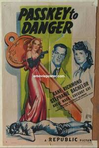 g667 PASSKEY TO DANGER one-sheet movie poster '46 Richmond, cool image!