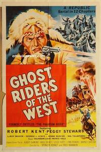 g689 PHANTOM RIDER one-sheet movie poster R54 western serial!