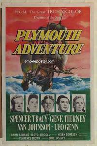 g703 PLYMOUTH ADVENTURE one-sheet movie poster '52 Spencer Tracy, Tierney