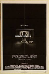 g704 POLTERGEIST style B one-sheet movie poster '82 Hooper, they're here!