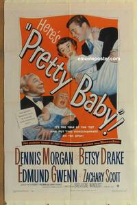 g719 PRETTY BABY one-sheet movie poster '50 Dennis Morgan, Betsy Drake