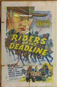 g777 RIDERS OF THE DEADLINE one-sheet movie poster R40s Hopalong Cassidy