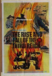 g782 RISE & FALL OF THE 3rd REICH one-sheet movie poster '68 wild image!