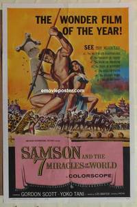 g819 SAMSON & THE 7 MIRACLES OF THE WORLD one-sheet movie poster '62