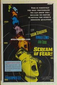 g841 SCREAM OF FEAR one-sheet movie poster '61 Hammer, Susan Strasberg