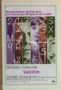 g843 SEBASTIAN one-sheet movie poster '68 Dirk Bogarde, Susannah York