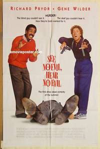 g850 SEE NO EVIL HEAR NO EVIL one-sheet movie poster '89 Pryor, Wilder