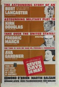 g857 SEVEN DAYS IN MAY rare int'l one-sheet movie poster '64 Burt Lancaster