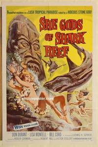 g872 SHE GODS OF SHARK REEF one-sheet movie poster '58 Roger Corman, AIP