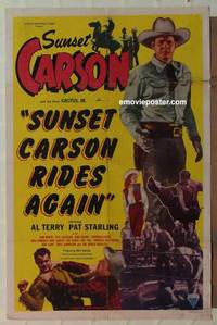 g985 SUNSET CARSON RIDES AGAIN one-sheet movie poster '48 cowboy western!