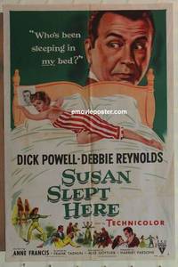 g994 SUSAN SLEPT HERE one-sheet movie poster '54 Debbie Reynolds, Powell
