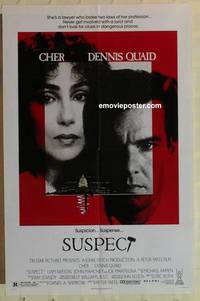 g995 SUSPECT one-sheet movie poster '87 Cher, Dennis Quaid, Neeson