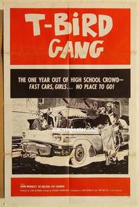 h027 T-BIRD GANG one-sheet movie poster '59 Corman, teen car classic!