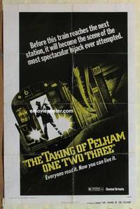 h015 TAKING OF PELHAM ONE TWO THREE rare advance one-sheet movie poster '74