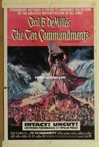 h035 TEN COMMANDMENTS one-sheet movie poster R66 Charlton Heston