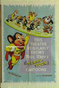 h076 THIS THEATER REGULARLY SHOWS PAUL TERRY'S TERRY-TOON CARTOONS ('55) 1sh '55 Mighty Mouse & more!