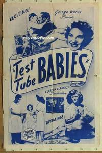 h050 TEST TUBE BABIES one-sheet movie poster '53 artificial insemination!