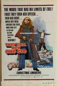 h067 THEY CALL HER ONE EYE one-sheet movie poster '74 wild cult classic!