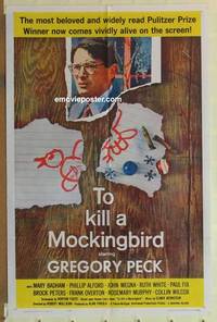 h104 TO KILL A MOCKINGBIRD one-sheet movie poster '63 Gregory Peck classic!