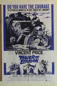 h116 TOWER OF LONDON one-sheet movie poster '62 Vincent Price, Corman