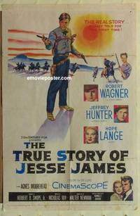 h130 TRUE STORY OF JESSE JAMES one-sheet movie poster '57 Robert Wagner