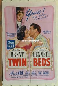 h137 TWIN BEDS one-sheet movie poster '42 George Brent, Joan Bennett