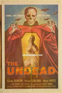 h149 UNDEAD one-sheet movie poster '57 Roger Corman, sexy Allison Hayes!