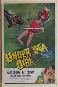 h151 UNDERSEA GIRL one-sheet movie poster '57 sexy deep sea diver in peril!