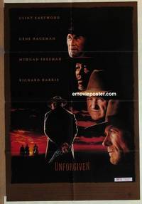 h156 UNFORGIVEN int'l one-sheet movie poster '92 Eastwood, Hackman