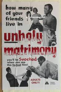 h157 UNHOLY MATRIMONY one-sheet movie poster '66 you'll be SHOCKED!
