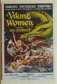 h187 VIKING WOMEN & THE SEA SERPENT one-sheet movie poster '58 without men!