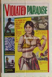 h189 VIOLATED PARADISE one-sheet movie poster '63 sexy innocent maiden!