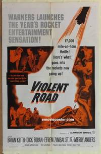 h190 VIOLENT ROAD one-sheet movie poster '58 17,000 mph thrills!