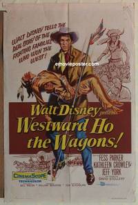 h223 WESTWARD HO THE WAGONS one-sheet movie poster '57 Fess Parker