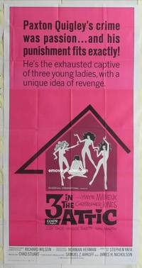 k141 3 IN THE ATTIC three-sheet movie poster '68 Yvette Mimieux, AIP sex!