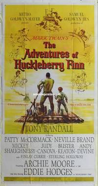 k152 ADVENTURES OF HUCKLEBERRY FINN three-sheet movie poster '60 Mark Twain