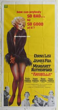 k167 ARABELLA three-sheet movie poster '68 James Fox, sexy Virna Lisi!