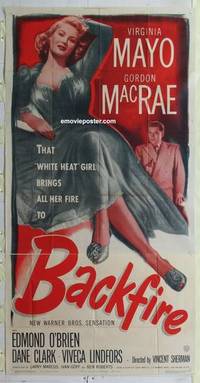 k174 BACKFIRE three-sheet movie poster '50 Virginia Mayo, Gordon MacRae