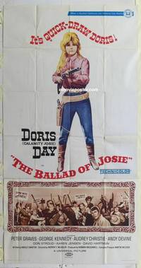 k178 BALLAD OF JOSIE three-sheet movie poster '68 Doris Day with shotgun!