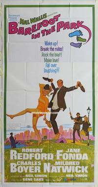 k179 BAREFOOT IN THE PARK three-sheet movie poster '67 Redford, Jane Fonda