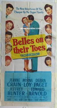 k187 BELLES ON THEIR TOES three-sheet movie poster '52 Jeanne Crain, Loy