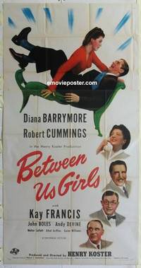 k189 BETWEEN US GIRLS three-sheet movie poster '42 Diana Barrymore, Cummings