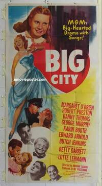 k190 BIG CITY three-sheet movie poster '48 Margaret O'Brien, Preston