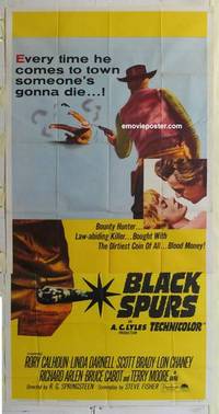 k199 BLACK SPURS three-sheet movie poster '65 Rory Calhoun, Linda Darnell